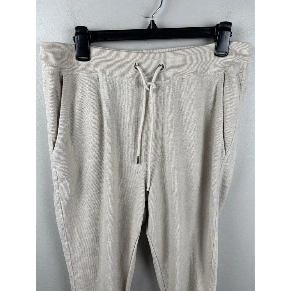Free Planet Sweatpants Mens 32 M Cotton Fleece Jogger Drawstring Cream Rib Cuff